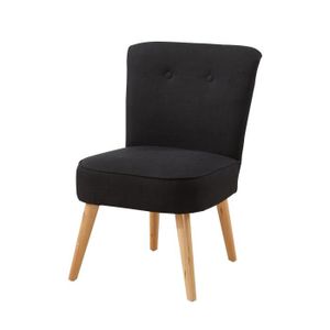 MONA Fauteuil design scandinave effet lin Noir en polyester