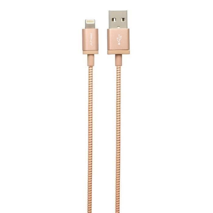 PNY Câble Chargeur et Synchronisation Lightning vers USB Métalliquerechargeable Or Rose