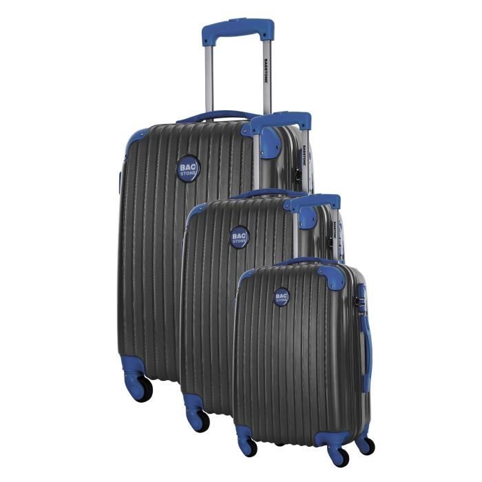 BAGSTONE Set de 3 Valises Rigide ABS 4 Roues S-M-L WINNER Gris