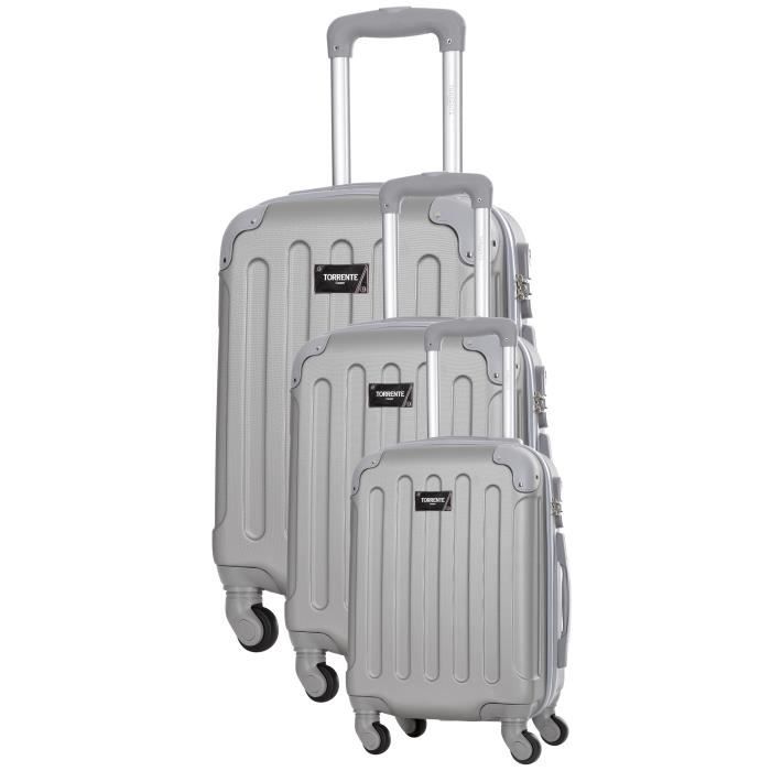 TORRENTE Ensemble 3 Valises Rigide ABS 4 Roues S-M-L HYPNOS Gris