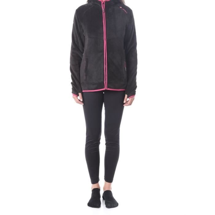 NORTHLAND Veste polaire Femme Toudou Parisa - Poils courts - Bi-matière - Noir