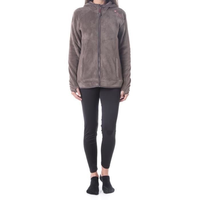 NORTHLAND Veste polaire Femme Toudou Parisa - Poils courts - Bi-matière - Taupe