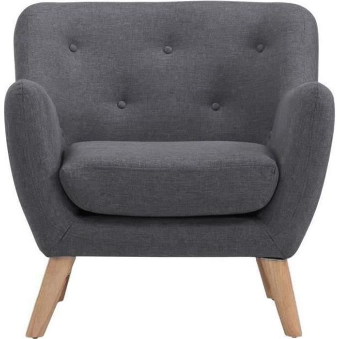 SCANDI Fauteuil scandinave en tissu chine Gris anthracite L 79 x P 82 cm