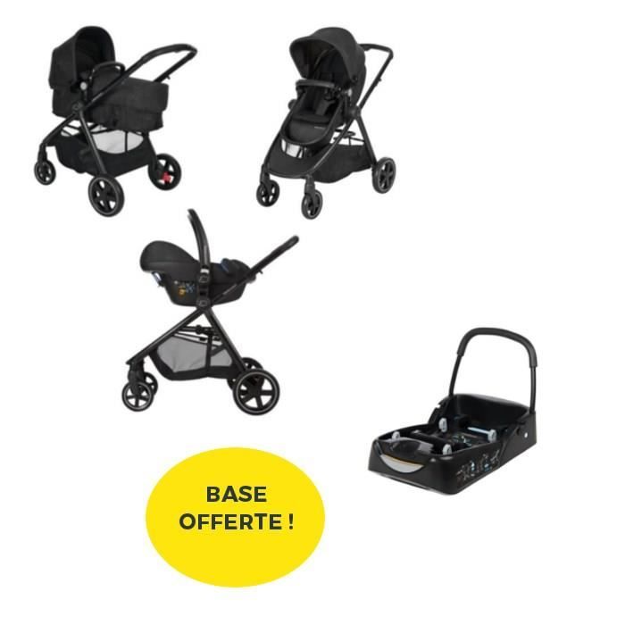 BEBE CONFORT Poussette Combinée Trio ZELIA - Nomad Black + Base Citi offerte