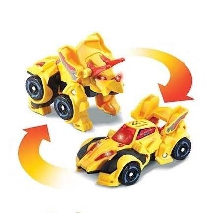 Switch & Go Dinos Mini - Titops, Le Triceratops (Voiture de course)