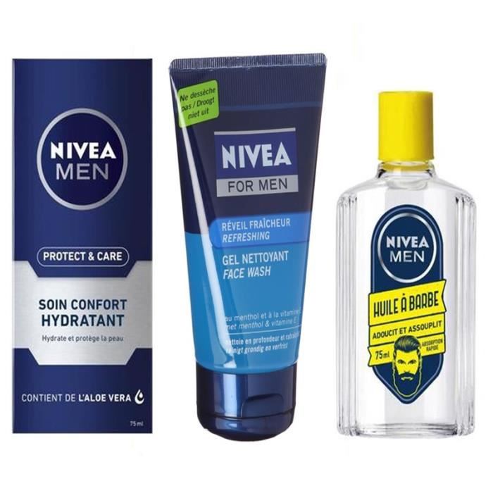 Lot Bien dans ma barbe Gel nettoyant Fraicheur Protect & care + Soin confort hydra + 1 Huile à barbe 75 ml