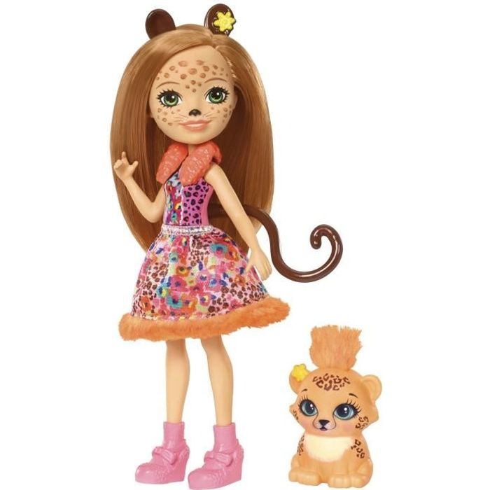 ENCHANTIMALS - Cherish Guépard & Quick-Quick - Mini Poupée 15cm & sa figurine animal