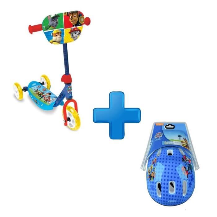 PAT'PATROUILLE Pack Trottinette 3 Roues + Casque avec Header Card d'arpeje