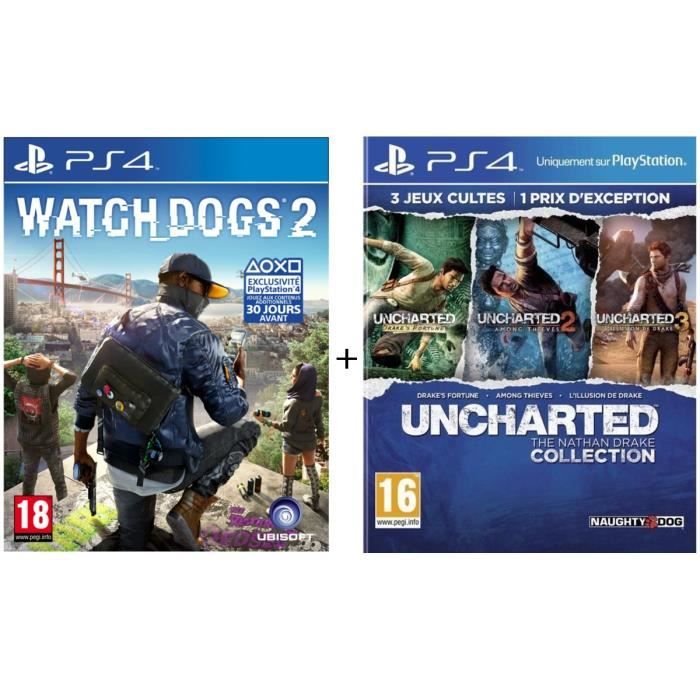 Watch Dogs 2 + Uncharted : The Nathan Drake Collection (Uncharted + Uncharted 2 + Uncharted 3