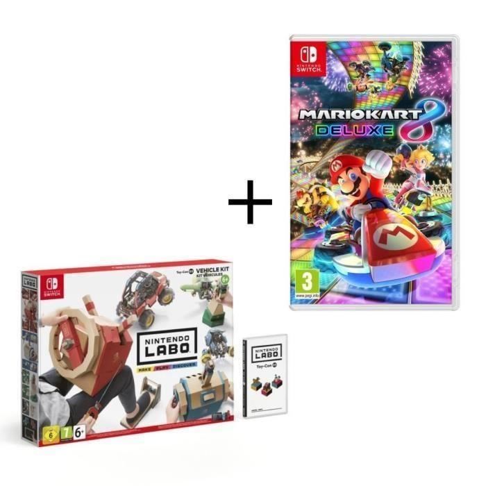 Pack 2 jeux Switch : Nintendo Labo Kit Vehicules + Mario Kart 8 Deluxe