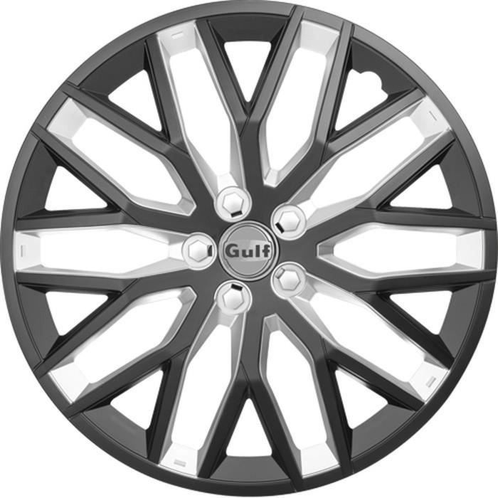 GULF GT40 4 Enjoliveurs 15 Pouces Facing Noir et Intérieur Argent