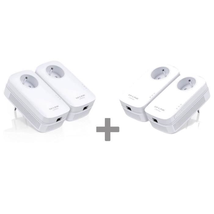 Tp-Link Pack 4 adaptateurs CPL AV1200 Gigabit avec prise gigogne