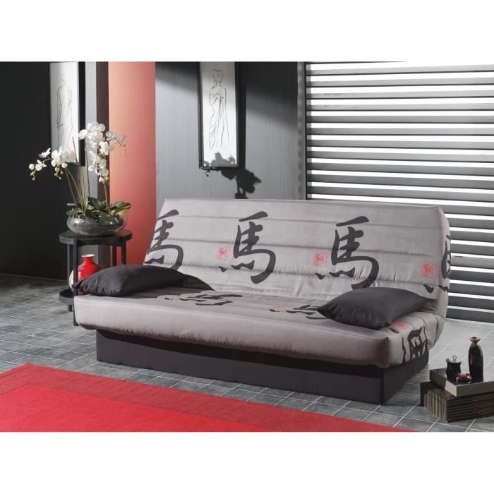 TOKYO Banquette clic-clac - 3 places -190x89x90 cm - Gris et noir