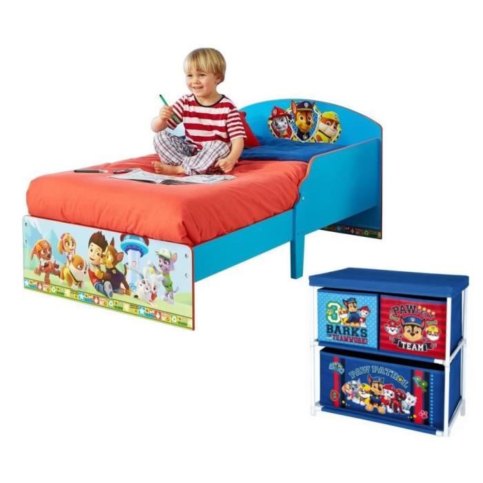 PAT'PATROUILLE Pack Lit Enfant en bois 140 * 70 + Meuble de Rangement - Worlds Apart