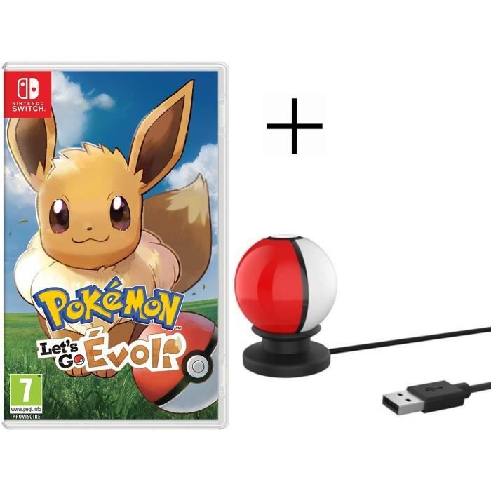 Pokémon : Let's go, Evoli Jeu Switch Pokemon Go + Stand de charge USB pour Pokeball Switch