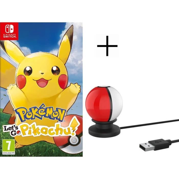 Pokémon : Let's go, Pikachu Jeu Switch Pokemon Go + Stand de charge USB pour Pokeball Switch