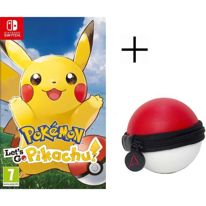 Pokémon : Let's go, Pikachu Jeu Switch Pokemon Go + Housse de protection pour Pokeball Switch