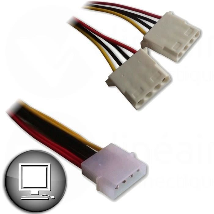 Adaptateur alimentation Molex mâle / 2 x femelle