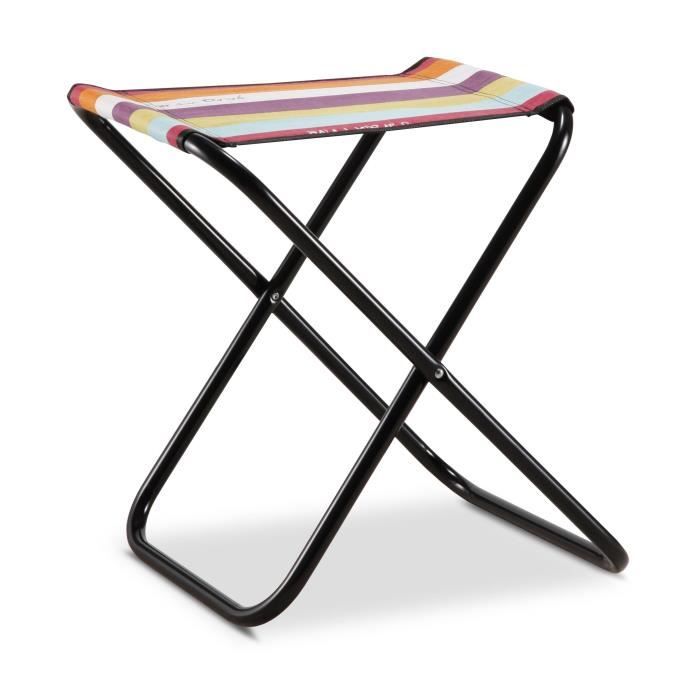 EREDU Tabouret Pliant camping Maxi 521/L - Polycoton - Noir et Multicolore