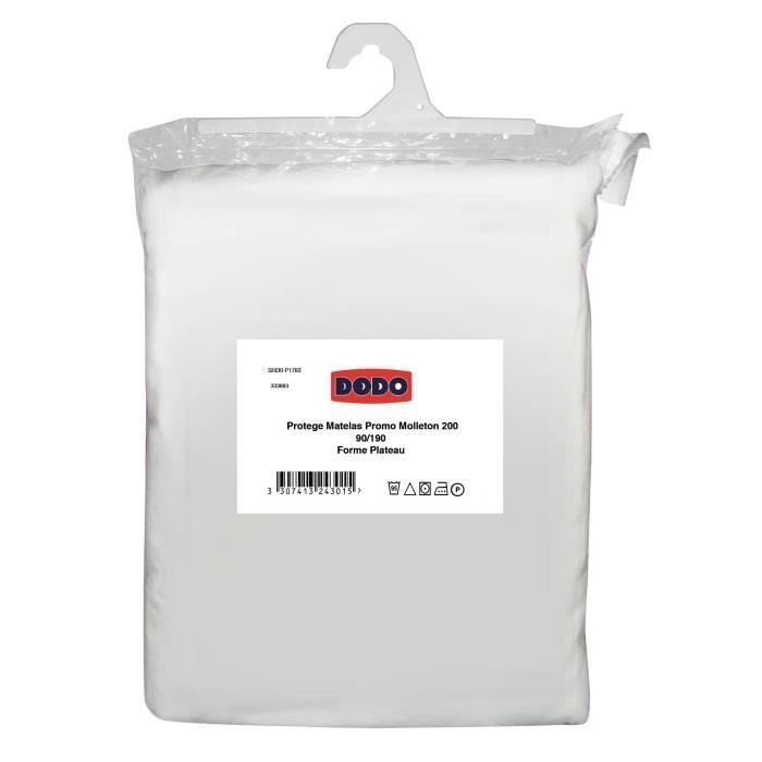 DODO Protège Matelas Molleton Anti-Rétrécissement 90x190 cm blanc