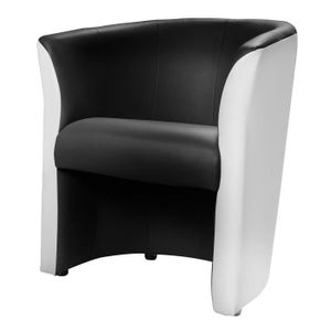 BAYA Fauteuil cabriolet en simili Noir et blanc