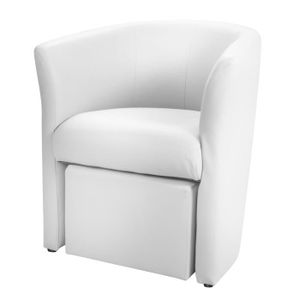 BAYA Fauteuil + pouf en simili cabriolet - Blanc
