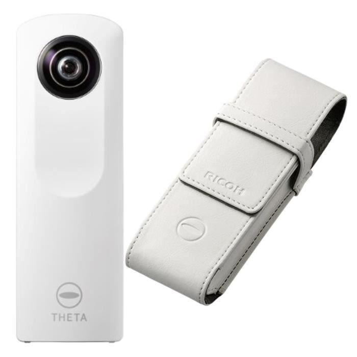 RICOH THETA m15 Caméra 360° - Wi-Fi - Blanc + RICOH TS-1 Etui souple pour caméra Ricoh Theta - Blanc