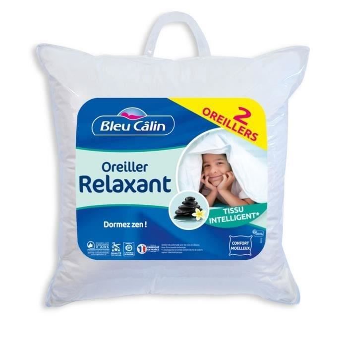 BLEU CALIN Lot de 2 oreillers RELAXANTS 60x60cm