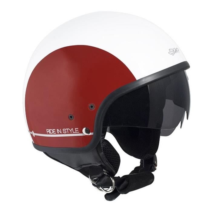 SKAP Casque jet Slim Bico - Blanc et rouge