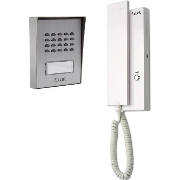 Interphone filaire Extel - 2 fils - Blanc et argent