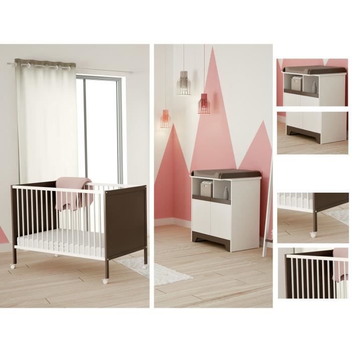 Chambre FANNY Lit et Commode - Taupe
