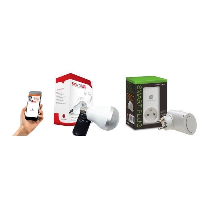 NEW DEAL Pack 1 prise connectée WiFi Speco+ et 1 ampoule musicale ZicLed W11