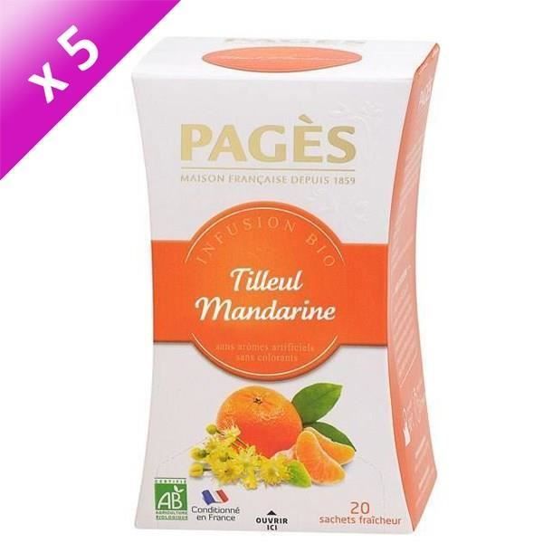 PAGES Lot de 5 Infusions Tilleul Mandarine Bio