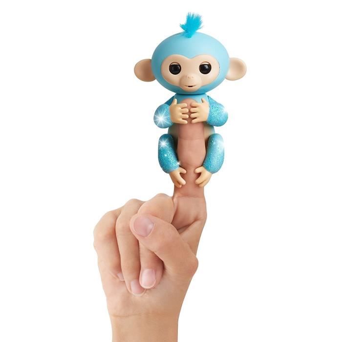 FINGERLINGS Bébé Singe Ouistiti Pailleté - Bleu