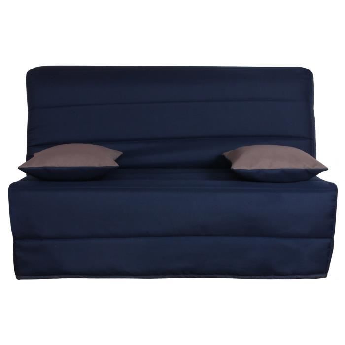 LIOM Banquette BZ 3 places - Tissu bleu - Made in France - L 142 x P 96 cm
