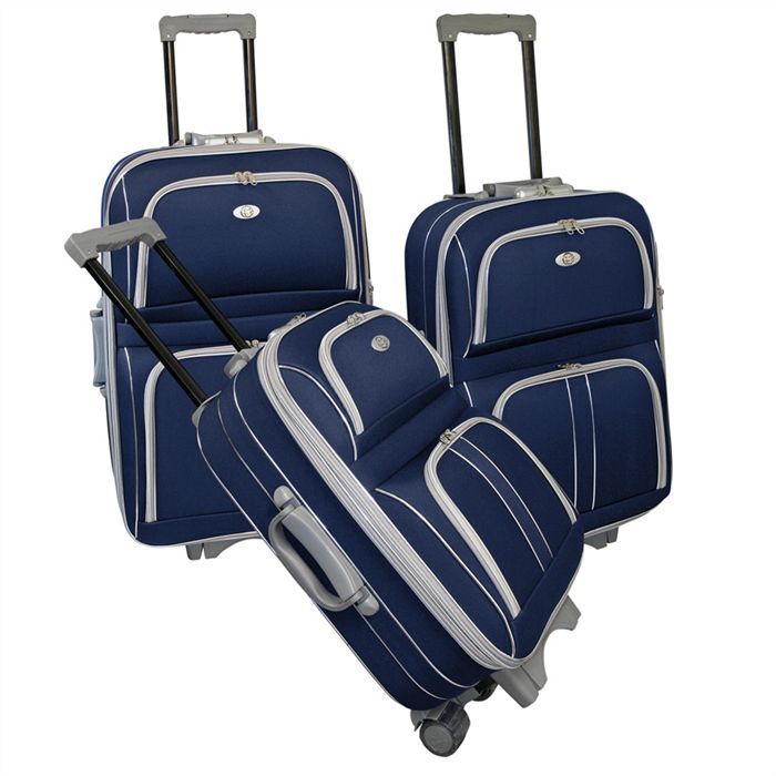KINSTON Set de 3 valises 2 roues 50/60/70 cm SILVER Marine