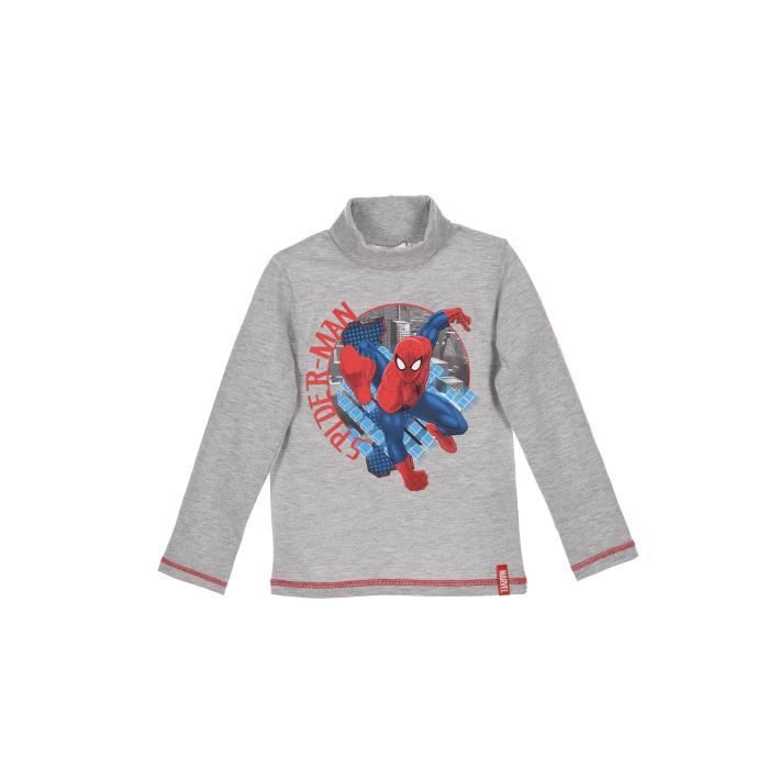 SPIDERMAN Sous pull - Enfant garçon - Gris clair