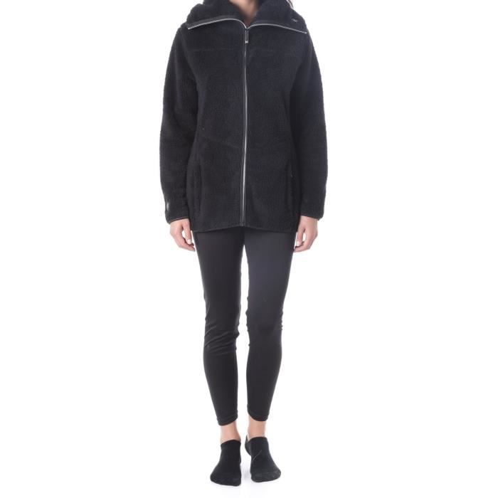 NORTHLAND Veste polaire Femme Toudou Paoline - Poils longs - Grand col - Noir