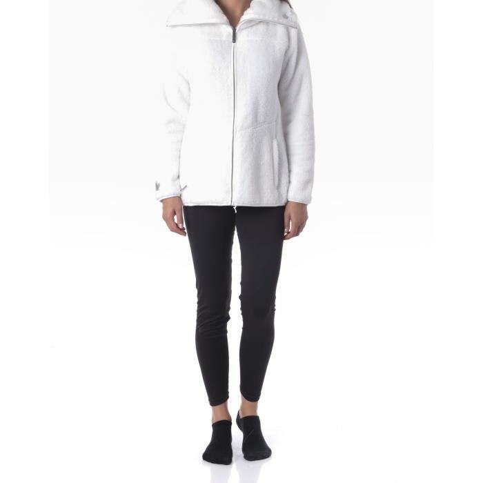 NORTHLAND Veste polaire Femme Toudou Paoline - Poils longs - Grand col - Blanc