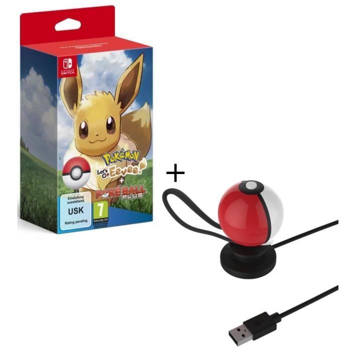 Pokémon : Let's Go, Evoli ! + Pokéball Plus sur Nintendo Switch + Stand de recharge USB pour Pokeball Switch