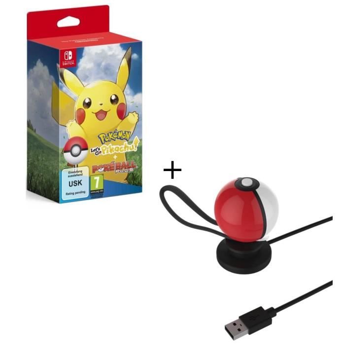 Pokémon : Let's Go, Pikachu ! + Pokéball Plus sur Nintendo Switch + Stand de recharge USB pour Pokeball Switch