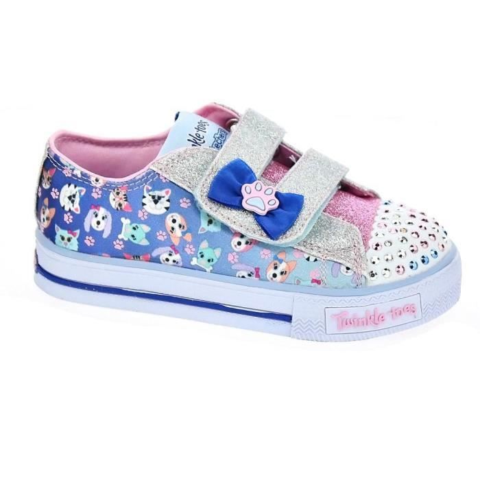 SKECHERS Baskets Shuffles Princess Paws - Bébé Fille - Bleu et Multicolore