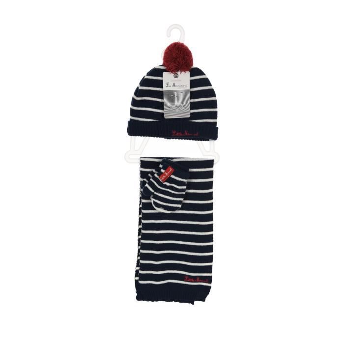 LITTLE MARCEL Ensemble Écharpe + Gants + Bonnet Bleu Marine Bébé Garçon