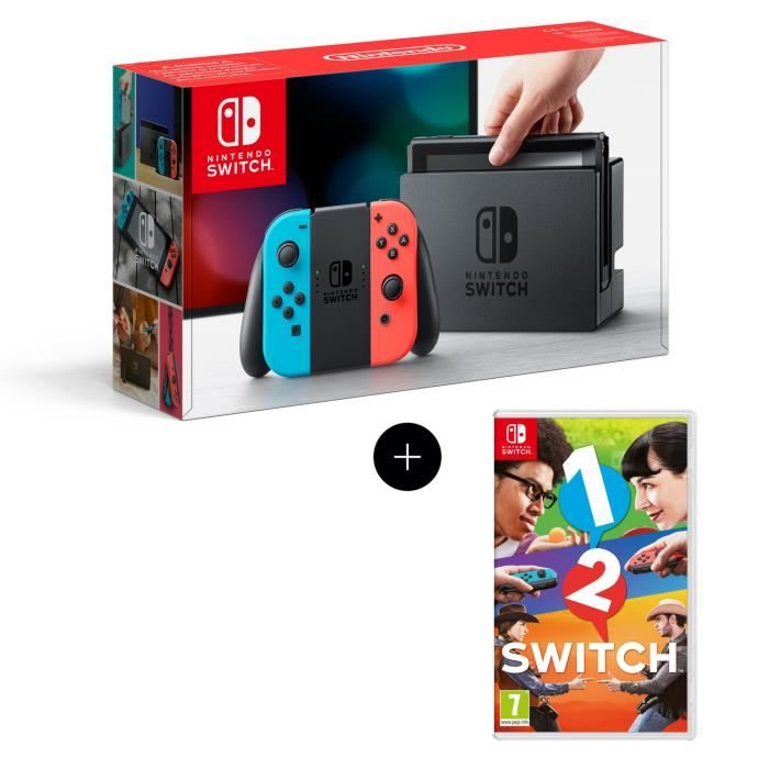 Console Nintendo Switch + Paire de Joy-Con rouge et bleu + Jeu 1-2-Switch