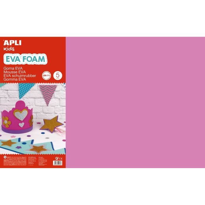 APLI 5 feuilles de mousse - Rose