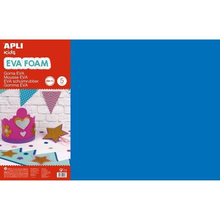 APLI 5 feuilles de mousse - Bleu