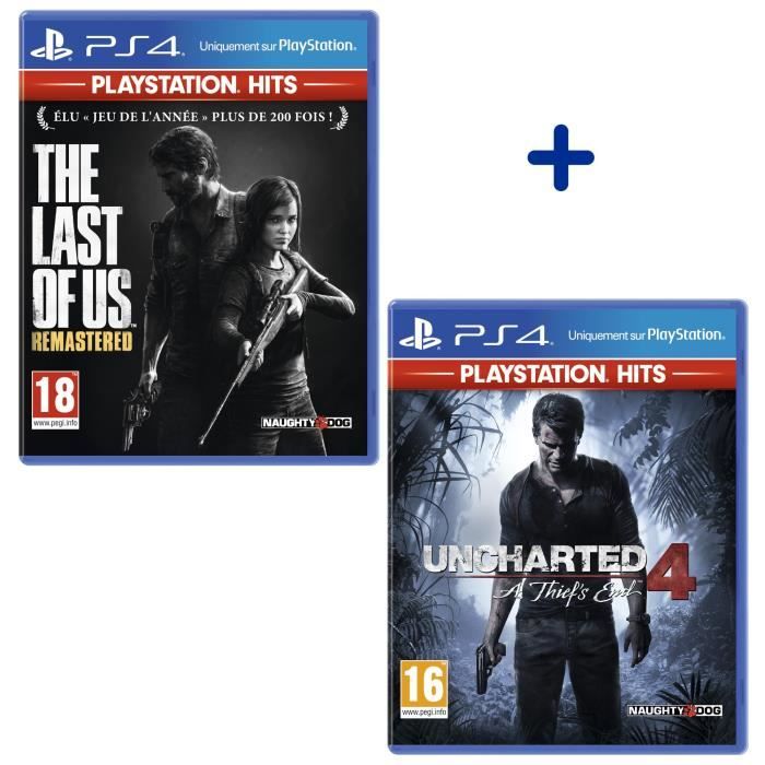Pack 2 Jeux PS4 PlayStation Hits : Uncharted 4 A Thief's End + The Last of Us Remastered