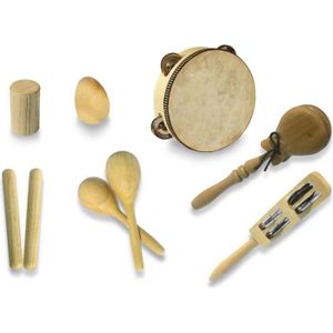 DELSON LT7 Malette de 7 instruments percussions en bois naturel