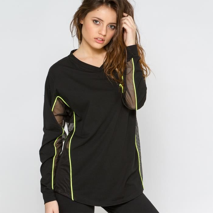 FREEGUN T-shirt Résille Noir Femme