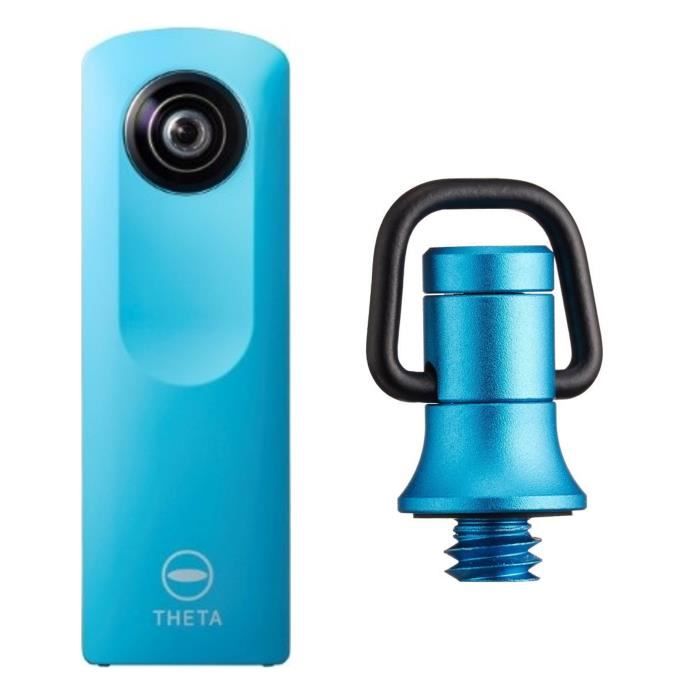RICOH THETA m15 Caméra 360° - Wi-Fi - Bleu + RICOH Attache courroie pour caméra Ricoh Theta - Bleu